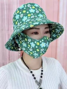 Sun Mask Integrated Hat Sun Hat Womens UV Protection Wind-Proof Cap Outdoor Summer Sun Hat Womens Face Cover