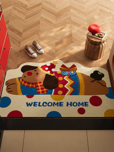 American Style Cartoon Entrance Door Mat Customizable Size Wipe Clean Polyester Thread Circle Door Mat for Home Entrance