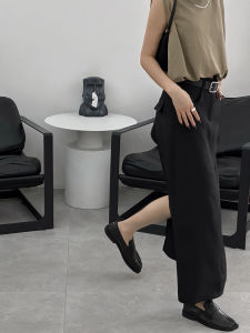 Black Casual Suit Skirt Womens plus Size High Waist Pear Shape Straight Legging Hiding Hip Slimming A-Line Long Skirt