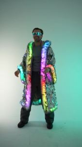 New LED Faux Fur Coat For Men With Hat Comfort Thickened Winter Coat Multi-scene Personalized Sequined LED Stage Ball Costume