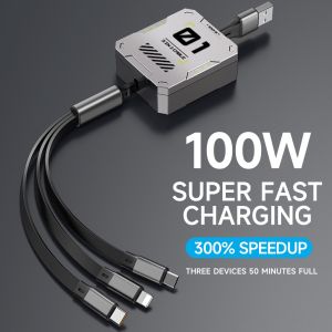 【Hàng tồn kho đã sẵn sàng】♥Miễn phí vận chuyển + COD♥New 6A 3-in-1 cực nhanh sạc c-type IP Cáp USB 100W Cáp sạc nhanh cho điện thoại thông minh Cáp