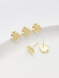 ต่างหูรูปใบไม้ทองชุบทอง 14K ทำมือ DIY เครื่องประดับหู ทองแดงผสมโลหะ 925 จี้รูปใบไม้ ชุบทอง แหล่งกำเนิดของจี้หู