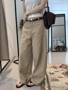 High Waist Loose Fit Fleece Lined Wide Leg Pants Belted Casual Khaki Womens Long Trousers Comfortable Loose Feeling