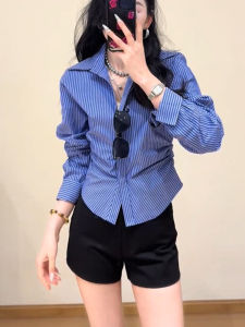 SHUAIYUE | Áo Sơ Mi Chic Có Sọc Xanh Giúp Gọn Gàng