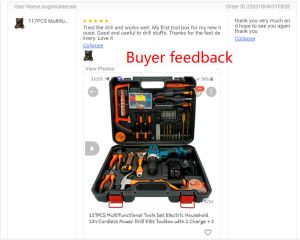 {SG} Electrical tool kit for home box 117pcs lithium electric tool set professional tools set with one Charge +two Battery {Ready Stock Fast Delivery and Warranty}