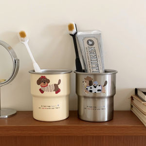 Stainless Steel Toothbrushing Cups High Aesthetic Value 2025 New Design Home Use Childrens Mouth Cups Toothbrush Washing Cups Pair