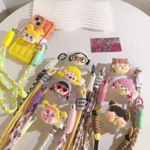 Raimondo Tali Gantungan HP Klip Kartun Strap Hp Aesthetic Korea Tali Selempang Tenun Keren Trendi Ins Tali Bahu Casing Telepon Pola Kartunn 3D Yang Lucu Phone Strap Lanyard Hp