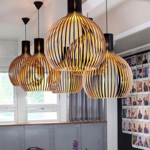 Modern Netherlands 55/45/35/23cm E27 Wood Pendant Light Hand-made Retro Black White Wooden Hanging Lamp Dining Lighting Fixtures
