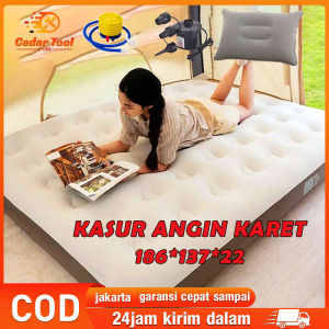 Kasur Angin (FREE Bantal) Air Bed single/twin/double Kasur Angin Anti Kempes / Matras Karet Air Bed Twin Biru