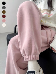 plus Size Harlan Pants Womens Casual Thickened Fleece Leisure Trousers Autumn Winter Corduroy Wide Leg Pants Street Style