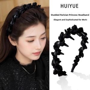 Parisian Queen Lewis Rhinestone Hairband Womens New 2025 High Forehead Small Face Illusory Hair Ties Headwear Hair Bands