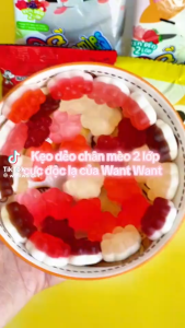 Combo 10 GÓI KẸO DẺO CHÂN MÈO 2 LỚP WANT WANT QQ GUMMIES 245G