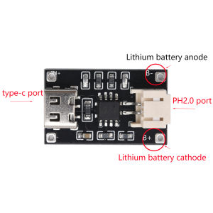 TP4056 3.7V Lithium Battery Charging Protection Module 1A PH2.0 Terminal Power Module Type-C Over Charge/Discharge Anti-reverse
