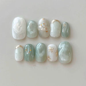 Handmade Angel Pure Nail Art Wearable Short False Nails Japanese Style Gradient  Jiangnan Customizable Nail Tips