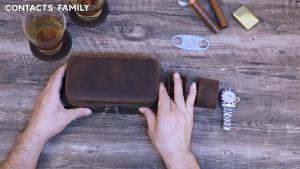 CONTACTS FAMILY | CONTACTS FAMILY 3 Grids Genuine Leather Watch Case Jewellery Travel Storage Box for Ring Earrings Cufflinks Men Women Best Gift