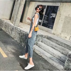 Jumpsuit Jeans Wanita Simple Fashion Denim Casual Overall Celana Korean Outfit Style by DKFashion