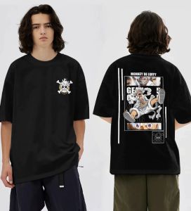 Bandai | Summer 2026 One Piece Luffy "Five Nika Comic Collage" Trend Theme100%Cotton Print Oversized Loose T-shirt Adult Parent-child Top