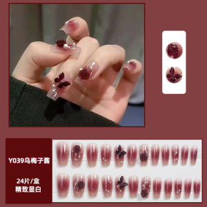 New Year Kitty Cat Design Detachable Nail Stickers Adorable Half Cover False Nails for Girls Students Easy to Wear And Remove