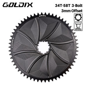 GOLDIX 3-Bolt Bicycle Chainring Wide and Narrow Teeth AERO Chainring CNC Hollow Cutting Machining for SRAM 3Bolt Crankset