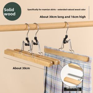 Wooden Pants Hanger Home Use Seamless Clamp Wooden Rod Horse Face Skirt Hanger Wood Storage Anti-Slip Clothes Hanger