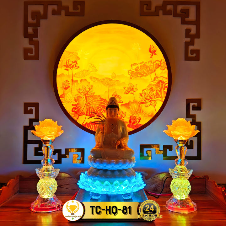 Đèn Hào Quang Phật Quan Âm In Tranh Trúc Chỉ CHÂN THIỆN MỸ, Treo Tường ...