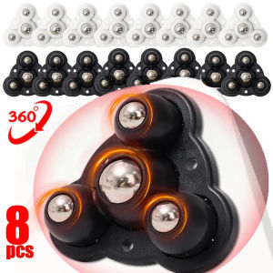8Pcs Furniture Stainless Steel Universal Pulley Self Adhesive 360° Rotation Casters Heavy Duty Pulley Moving Rollers for Storage Box