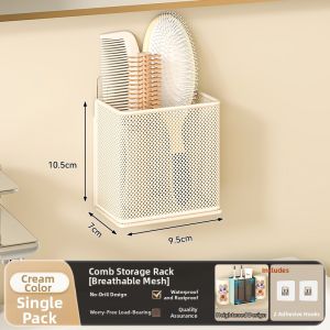 Wall-mounted Toothpaste Comb Storage Rack Multi-layer Organizer No Drilling