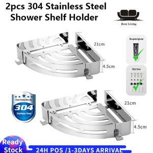 【Malaysia Ready Stock】Triangle 304 Stainless Steel Bathroom Rack Toilet Storage Rack Corner Rack stable Kitchen Wall Shampoo Household Tandas Rak