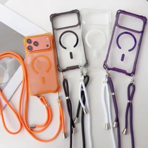 Shockproof Strap Case For iPhone 17 Pro Max 18 16 15 14 13 12 16Pro Wireless Magnetic Crossbody Lanyard Cord Transparent Cover