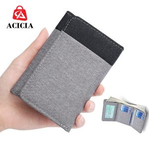 Canvas Men Short Slim Wallet Cards Holder Wallet Coin Holder Trifold Multi Slots for Credit Cards ID Driver License Pouch for Men Women Light Thin Mini Short Purse