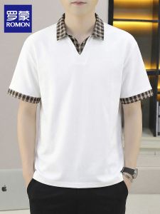 ROMON | Cotton Short Sleeve Contrast Collar Polo Shirt