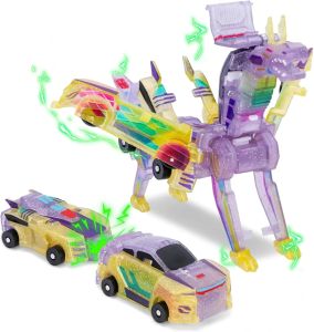 Transforming Unicorn Car Toy 2-in-1 Magnetic Collision Robot Car for Kids Dinosaur & Unicorn Figures Fun Educational Toy Gift