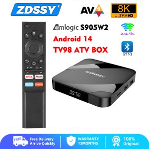 ZDSSY กล่องทีวี Android อัจฉริยะ14บลูทูธ5.2เอทีวี8K เซ็ตกล่อง4GB 64GB AV1 S905W2 Quad Core 2.4G/5G กล่องสมาร์ททีวีควบคุมด้วยเสียงผ่าน WIFI คู่