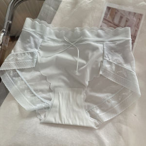 Barcelona Dream Pure Desire Girl Ice Silk Large Size Embroidered mid Waist 7A Crotch Wave Wrap Butterfly Knot Shorts