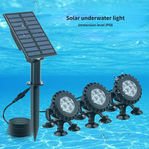 Solar swimming pool light RGB and fixed color LED landscape spotlight IP68 underwater night light used for fountains waterfalls fish tanksgardens projection lights(can be use under water)