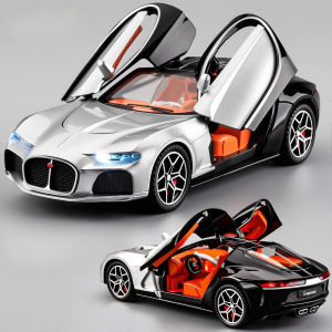 1:32 Scale Atlantic Bolide Sports Car Model Toy Doors Opened Sound Light Pul Back Alloy Racing Cars Collection Ornaments
