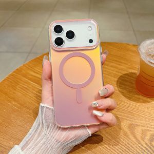 เคสโทรศัพท์แม่เหล็ก Magsafe ลายไล่เฉดสีนีออนออโรร่าสุดหรู สำหรับ iPhone 17 Air 16 Plus 15 14 13 12 Pro Max ป้องกันแรงกระแทก