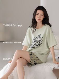 MiiOW | Bộ đồ ngủ cotton nguyên chất cho nữ mùa hè 2025 Áo thun cotton thoáng khí có đệm ngực Quần short Bộ đồ ngủ thoải mái