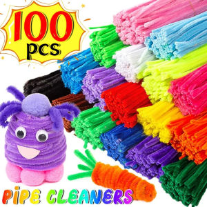100Pcs Colorful Chenille Stems Pipe Cleaners Velvet Plush Strips Twist Stick for Kids Educational Toys DIY Handcraft Supplies