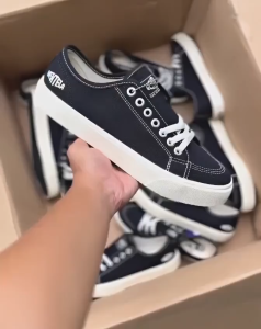 Sepatu Ventela alpha black natural/white sepatu vantela low canvas casual shoes sekolah pria wanita kekinian termurah