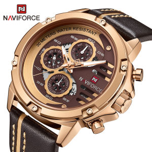 Naviforce | New NAVIFORCE Mens Water Resistant Genuine Leather Band Wrist Watch Luxury Trend Multi-Function Watches Man Business Male Clock