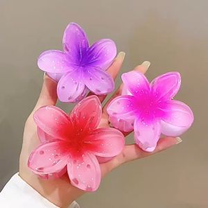 ALENADAY - Jepitan Rambut Wanita dewasa Korea Klip Bunga Plumeria Besar Warna Gradient Cantik JPT18