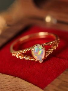 Nhẫn Opal Hoa Lúa Mới Ra Mắt Phong Cách Cổ Điển Cho Nữ Nhẫn Thẳng Có Thể Điều Kiện Nhẫn Trang Sức Thời Trang