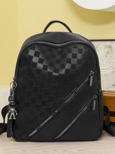 กระเป๋าเป้สะพายหลังผู้หญิงหนัง PU ความจุขนาดใหญ่ กระเป๋าเดินทางแบบลำลอง กระเป๋าสะพายไหล่แบบเดี่ยว กระเป๋าสะพายข้างลายตารางสีสันสดใส