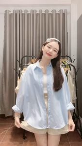 Áo Sơ Mi Nữ Tay Dài Form Rộng Ulzzang Lụa Cát Kiểu Hàn Basic Vàng Pastel Trend Lưu Diệc PhiSơ Mi Nữ Khoác Kiểu Nàng Thơ