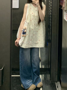 Áo ba lỗ nữ BINKAFENNY cổ tròn thêu hoa thanh lịch