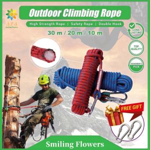 【COD】10/20/30M nylon escape safety snap rope with 2 shackles and outdoor safety ropes and hiking tools with a diameter of 12mm for rescue of climbers at heights