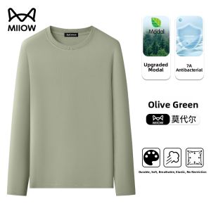 MiiOW | Mens Long Sleeve Modal T-Shirt Breathable Seamless Comfortable Spring Autumn Outerwear Catman Silk Luminous New 2025 Model