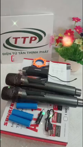 Bộ 2 micro đa năng không dây chính hãng sunrise A1.2 sử dụng sóng UHF dùng cho amply vang loa kéo - sunrise A1.2