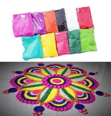 10 colors 100g each IMPORTED DEEPAVALI RANGOLI POWER HOME DECOR
